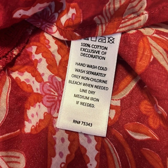 RACHEL ZOE Embroidered Boho Floral V Neck Valentines Day Peasant Babydoll Blouse - Picture 9 of 9